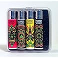 Clipper Lighters - PSY Leaves 2 - Set of 4 Lighters - Refillable & Re-flintable - Includes Display Case/Protective Holder