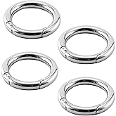 5/8 inch Spring O Ring Round Carabiner Snap Clip Hook Circle Keyring Buckle for Bags Purses Keychain Zinc Alloy Silver Tone (4 Pcs)