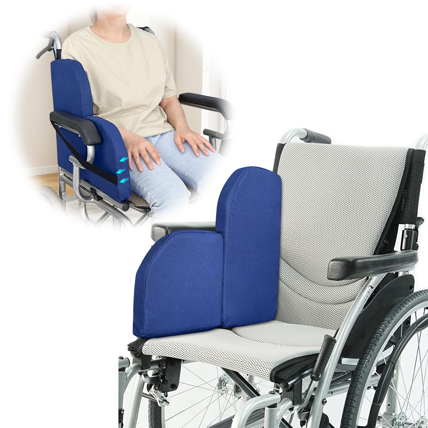 Photo 1 of Lateral Support for Wheelchair Lateral Cushions for Seniors Wedge Pads Chair Support Attachment L Shape Padded for Wheelchair Side Right Guards Solid Panels for Elderly Positioning Better Posture
