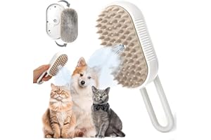 Cadeya Cat Steam Brush, 3 In1 Cat Steamy Brush, Self Cleaning Spray Comb for Cats Massage Shedding, Rechargeable Steaming Cat Grooming Brush for Removing Tangled and Loose Hair (White)