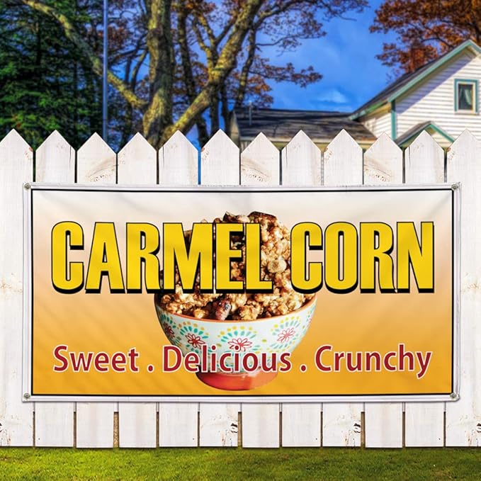 Amazon Com Vinyl Banner Sign Caramel Corn Restaurant Cafe Bar