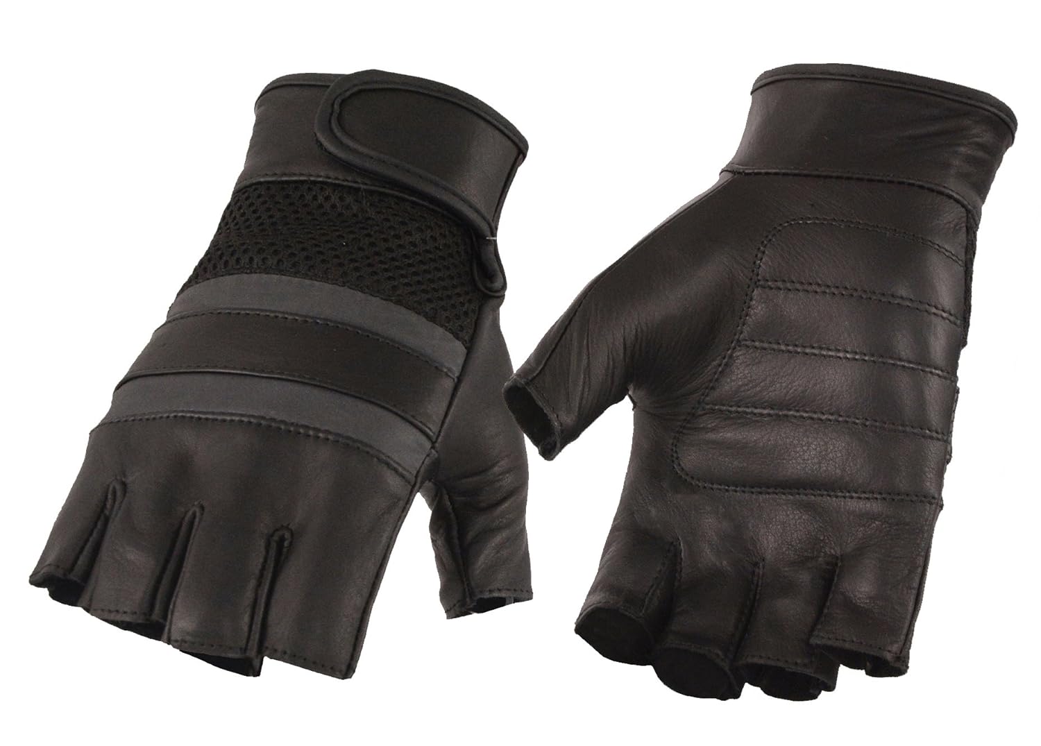 Milwaukee Leather Men’s Lthr/Mesh Fingerless Gloves w/Gel