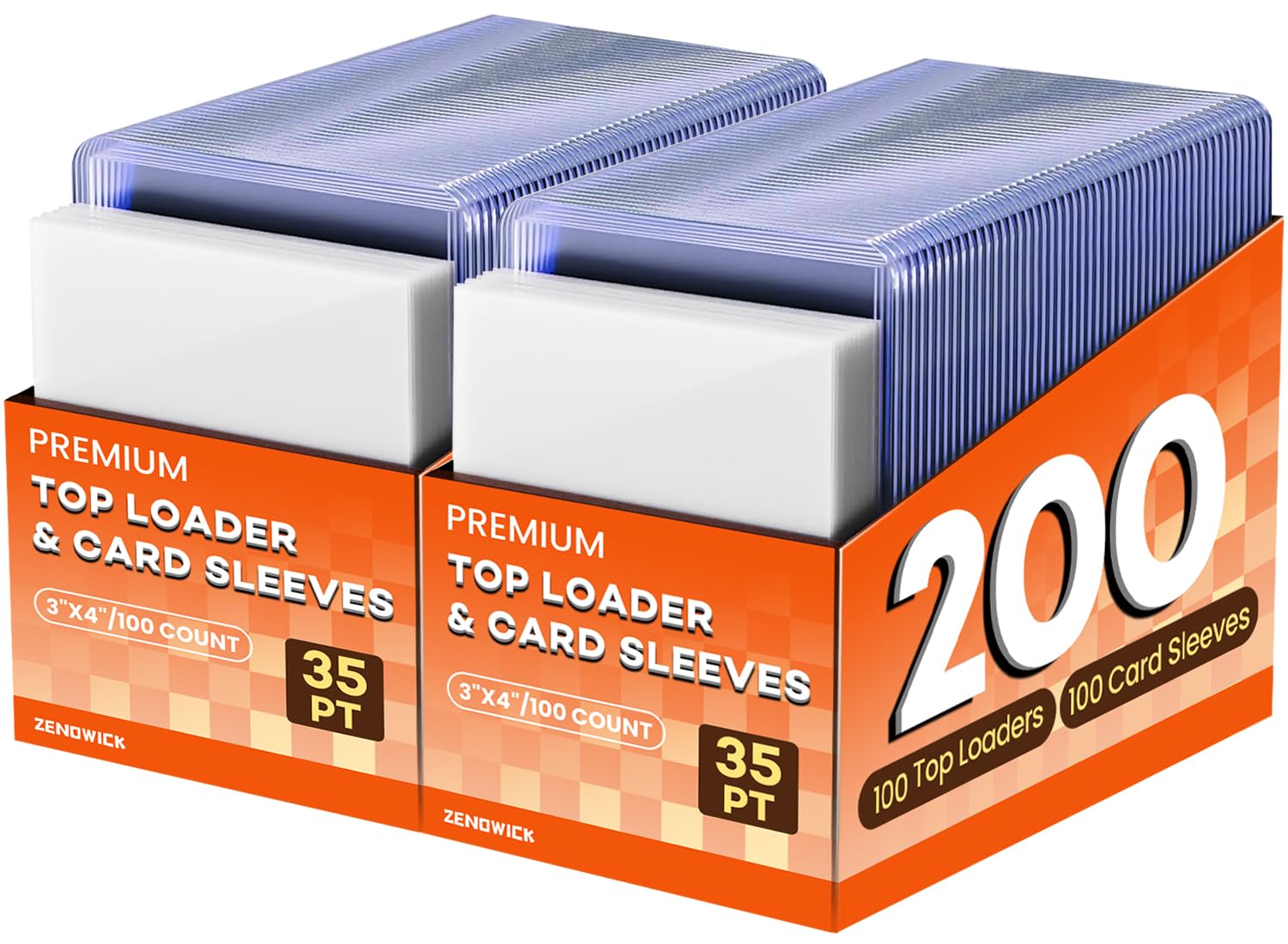 Photo 1 of 200 Card Sleeves Top Loaders for Cards, 3" x 4" Hard Plastic Toploaders, Baseball Card Protectors, Trading Card Holder for Football Sports Cards (100 Toploaders + 100 Penny Sleeves)