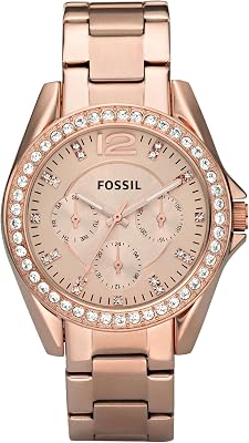 Montre pour Femmes Riley, Mouvement Quartz Multifonctions, boîtier en Acier Inoxydable Or Rose 38 mm avec Bracelet en Acier Inoxydable, ES2811