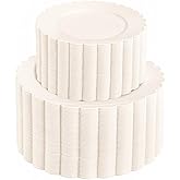 supernal 100pcs Ivory Plastic Plates Fancy Disposable Scalloped Plates for Party Heavy Duty for Party,Wedding,Brthdays Bridal Shower Plate Include 50 Plastic Dinner & Dessert Plate