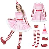 HOSEBS The Elf Costume Women Christmas Elf costume, Woman the Elf Dress Adult Christmas Cosplay Full Set