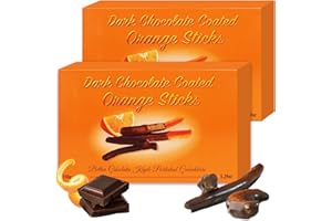 CERES GOURMET Dark Chocolate Covered Orange Sticks-2 Packs 10.58 Oz, Dried Candied Orange Slices Covered with Chocolate, Delicious Sweet Yummy Chocolate Coated Fruit Candy (5.29 Oz x 2 Packs)