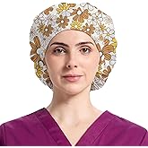 EQFPY Bouffant Caps Working Cap with Button and Sweatband, Adjustable Scrub Caps for Women Men Multi Color