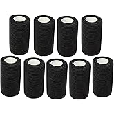 Self Adhesive Bandage Wrap 9 Pack 3 Inch x 5 Yards Elastic Vet Wrap Cohesive Bandage for Wrist Ankle Sprains Swelling(Black)