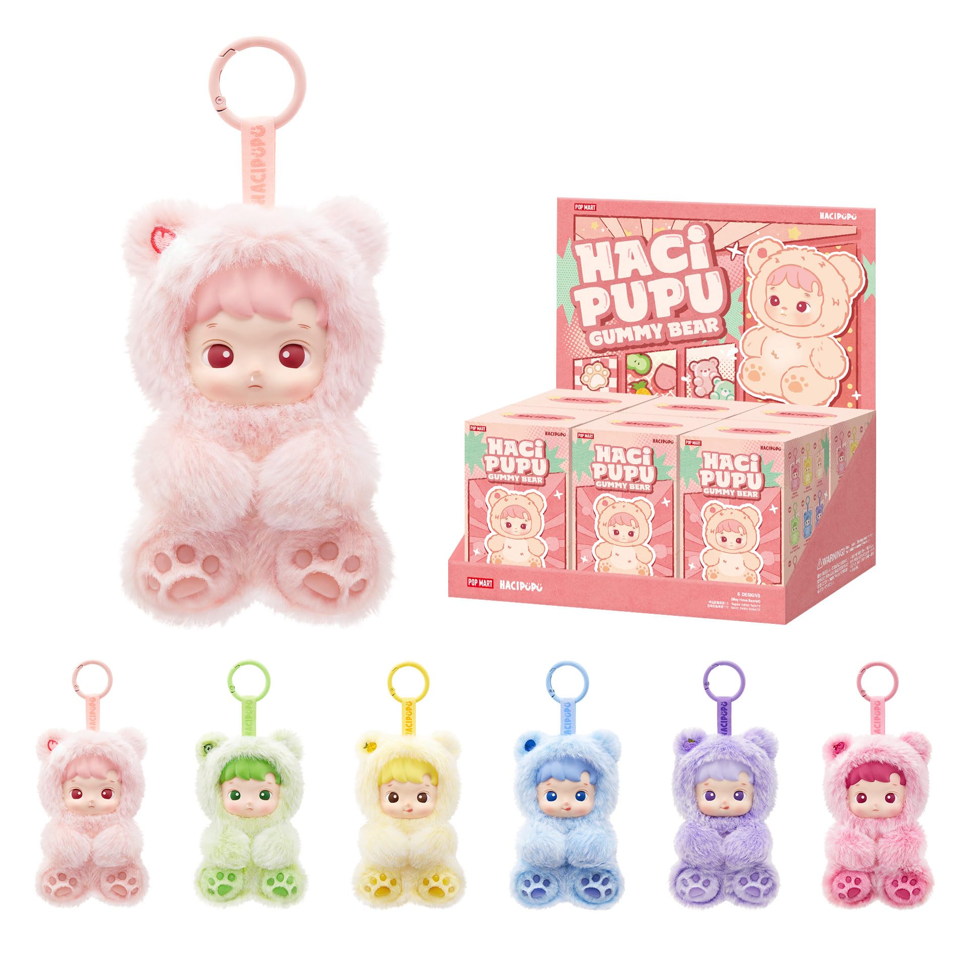 POP MART HACIPUPU Gummy Bear Series-Vinyl Plush Pendant Blind Box, Random Design Action Figures Collectible Toys Decorations, Holiday Birthday Gifts for Girls and Boys, Whole Set