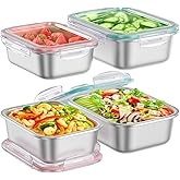 Fyrnova 8 PCS Food Storage Containers with Lids Airtight, Stainless Steel Containers Set for Kitchen Storage, Meal Prep, Lunch Containers, Microwave/Dishwasher Safe (41oz & 24oz)
