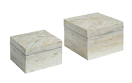 Abington Lane Set Of 2 Mother Of Pearl Decorative Boxes Storage Box Great For Holding Practical And Decorative Items Living Room Accessory Classic -