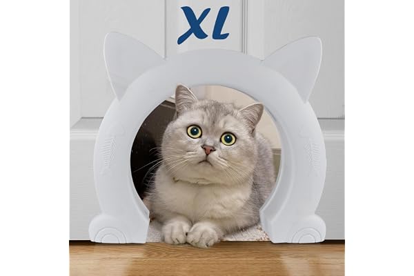 Large Cat Door Interior Door, Indoor Cat Door, Pet Doors for Cats, Kitties and Small Dogs (XL, White)