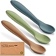 KeaBabies Silicone Baby Spoons, Self Feeding 6-12 months - 3-Pack Baby Weaning Eating Utensils, Toddler First Food Training Spoon, Infant, Kids Feeding Supplies Essential Set, Dishwasher-safe (Desert)