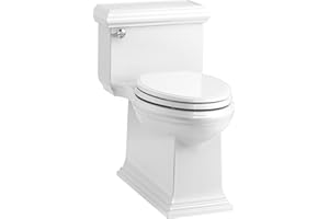 KOHLER K-6424-0 Memoirs Classic Comfort Height Skirted One-Piece Compact Elongated 1.28 GPF Toilet with AquaPiston Flush Technology and Left-Hand Trip Lever, White, 28.25 x 18.00 x 27.75 inches