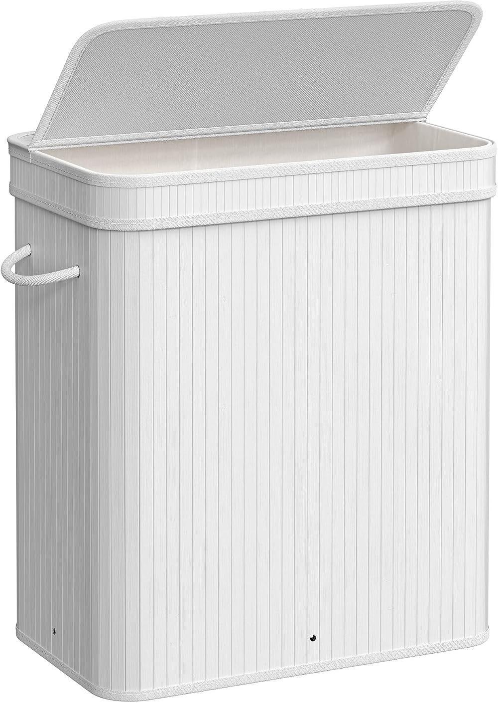 SONGMICS 100 L Bamboo Laundry Hamper with Lid Removable Liner White LCB063W01