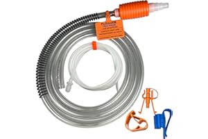 FlowJoe Handy Pump Fluid Transfer Siphon with Car Access Line - One-Year Warranty Made in USA with Live US Support - 14 Feet of Hose with Multiple Configurations - Moves 120 Gallons Per Hour