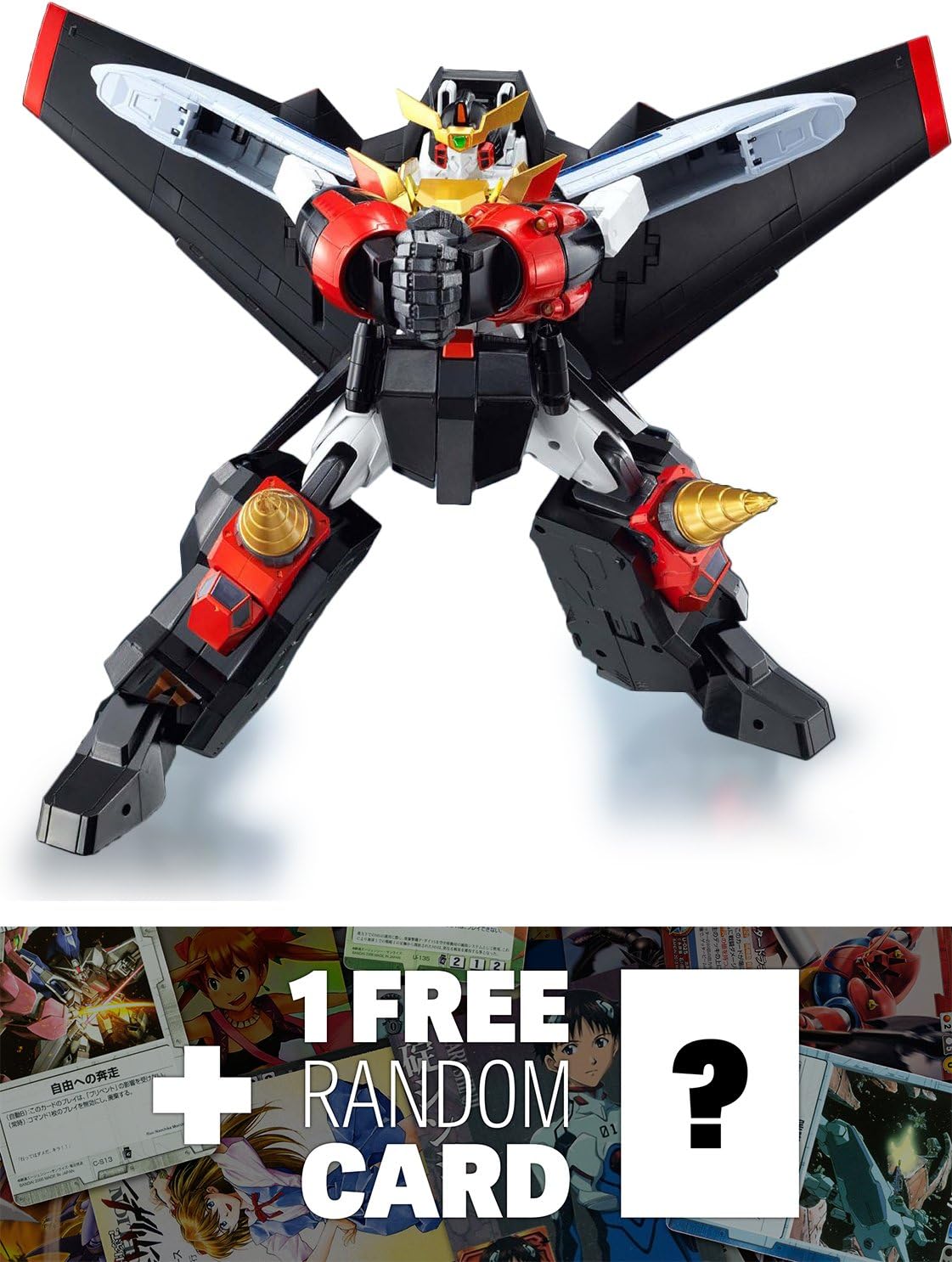 GX-68 Gao Gai Gar: Soul of Chogokin x Gao Gai Gar + 1 FREE Super Robot Anime Themed Trading Card Bundle