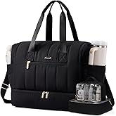 LOVEVOOK Travel Duffle Bag,Puffer Weekender Bags For Women with Shoe Compartment,42L Carry On Duffel Overnight Bags For Airplanes,Hospital Bag for Labor and Delivery,3Pcs Set