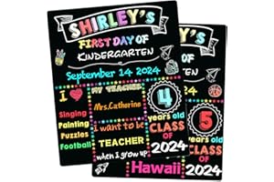 AEBOR First and Last Day of School Chalkboard, 12 X 10 Inch Double Sided Preschool Signs for Kids Girls Boys, Reusable Wooden Back to School Chalkboard Sign First & Last Day of Preschool/Kindergarten