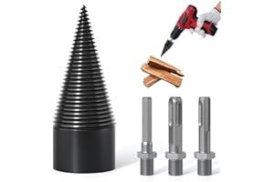 APIOLO Wood Splitter Drill Bit-3 Drilling Handles, Log Splitter Drill with 38MM Cones for Heavy Duty Detachable, Firewood Drill Bit Set Suitable for Family Heating, Camping, Woodworking