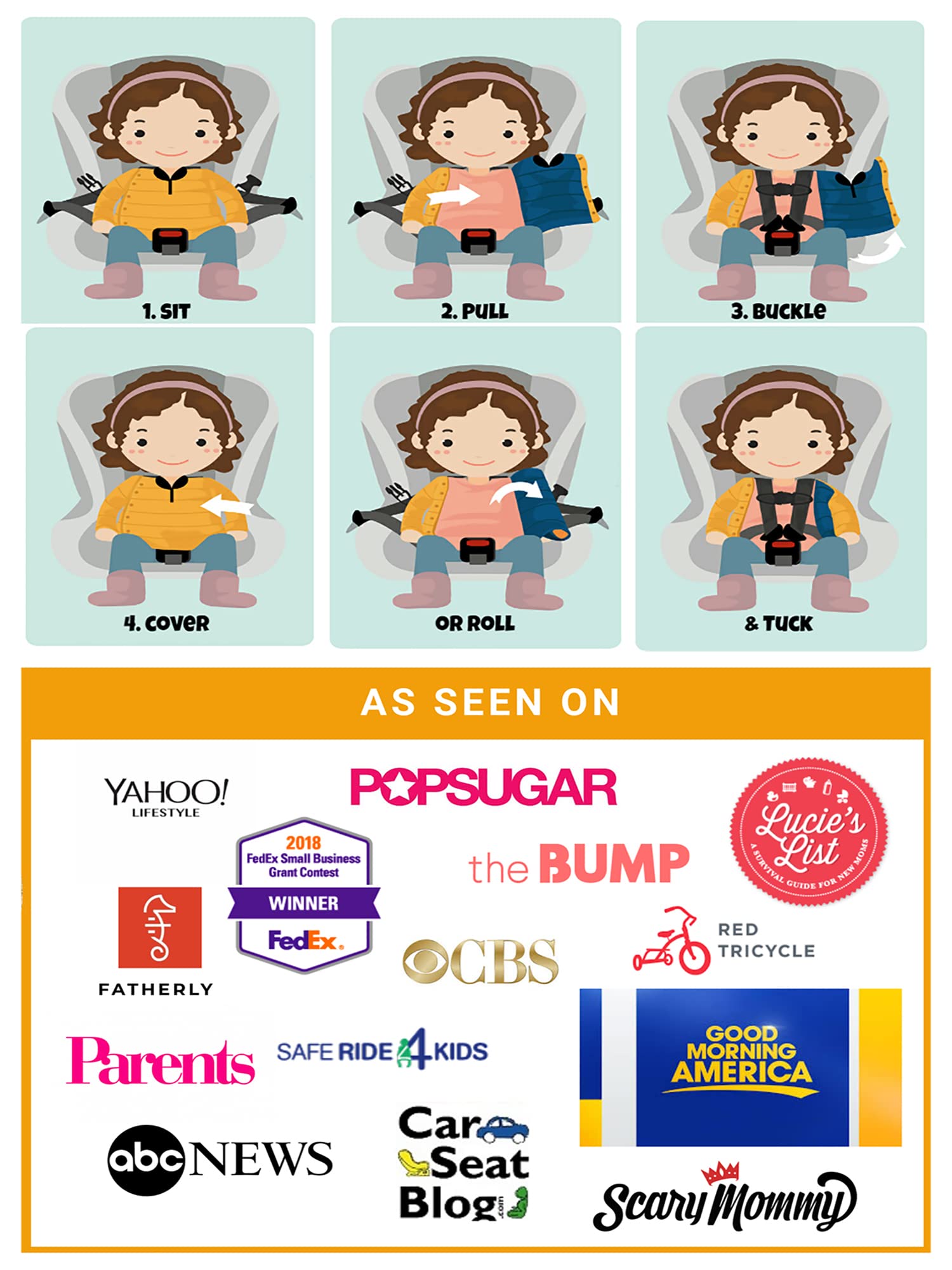 Buckle Me Baby Coats Quick Close Safer Car Seat Winter Jacket/Quick Close Winter Coat for Boy or Girls As Seen On Shark Tank