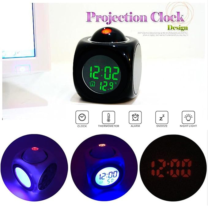 Light Up Ceiling Clock Digital Alarm Clock With Snooze 7 Colors Back