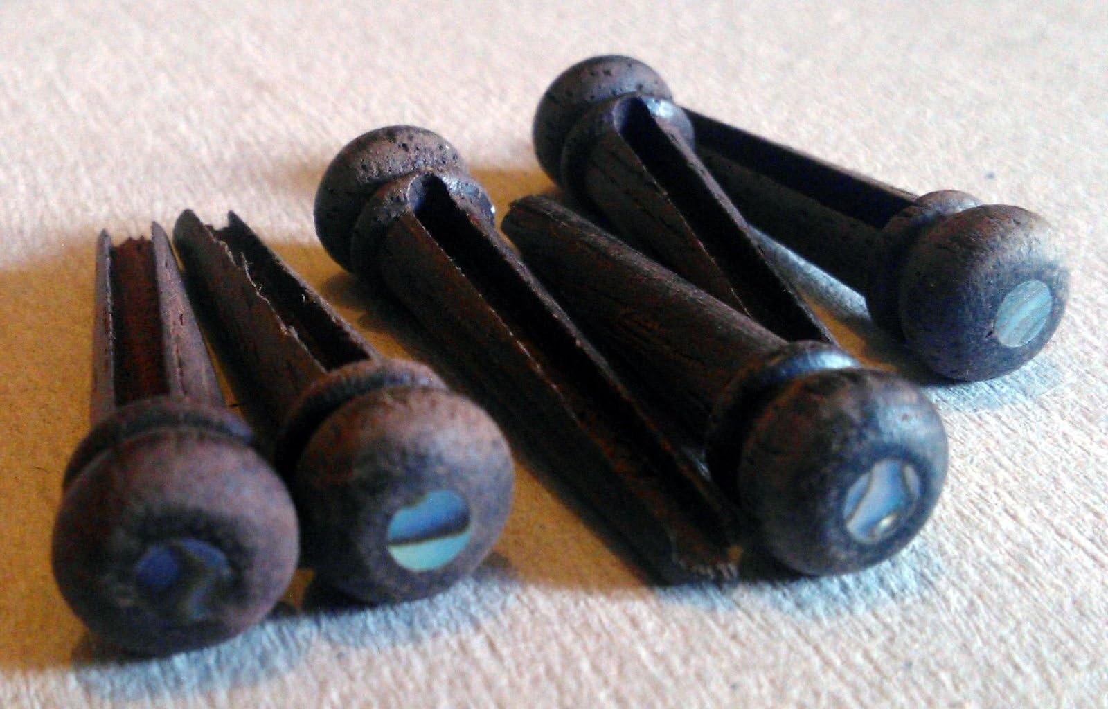 Set of 6 Pegs fermacorde Rosewood Bridge Pins and Abalone Acoustic Guitar