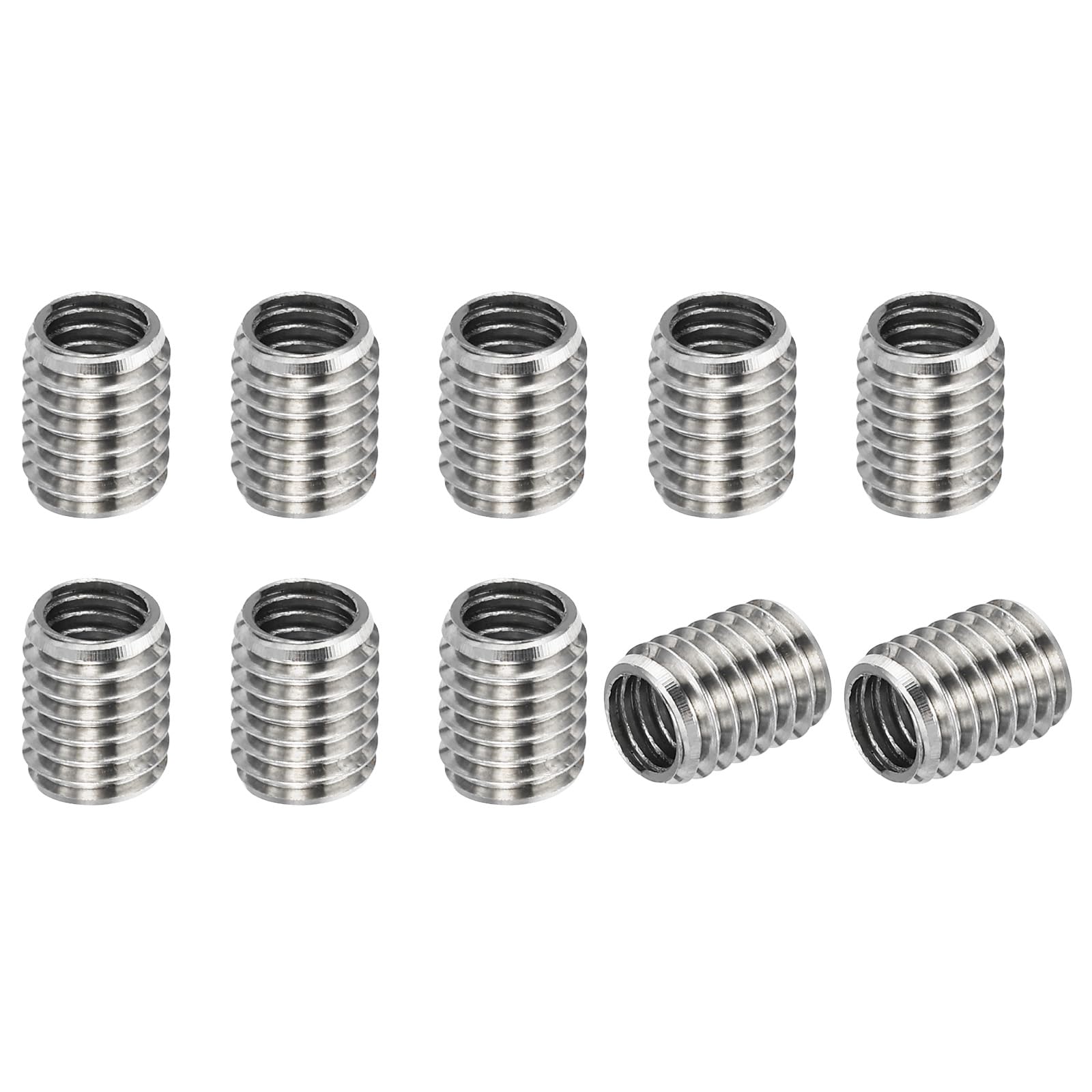 PATIKIL 304 Stainless Steel Thread Adapters Sleeve Reducing Nut, 10 Pcs M8x1.25 Male to M6x1.0 Female Repair Insert Nut Screw Reducer 10mm