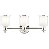 Livex Lighting 40213-35 Middlebush Collection 3-Light Bathroom Vanity Light with Double Shaded Hand Crafted Glass Shades, Pol