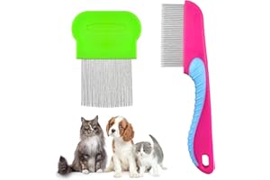 2 Pcs Lice Comb Set, Stainless Steel Head Lice Comb, Suitable for Adults, Pets, Dogs and Cats, Tear Stain Removal Comb Suitab