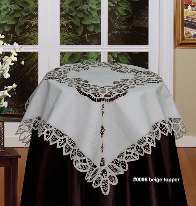 Creative Linens Battenburg Lace Tablecloth 33" Square Hand