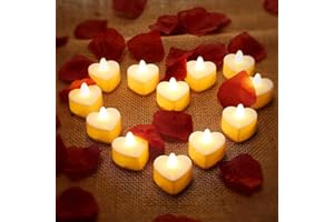 ERYUE Heart Shape Romantic LED Candles for Valentines Day Wedding Table Decor, 24 Pcs Heart Shape LED Candles Tea Light for R