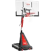 ACCU LEVEL Portable Basketball Hoop 7.5-10ft Adjustable 44&rdquo;-54" Backboard | Angle Adjustable PC Backboard | Crank Lift System | Easy Assembly | Youth/Adult Outdoor | Sturdy Large Fillable Base
