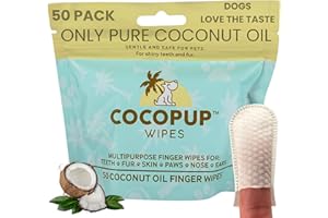 Cocopup Dog Teeth Cleaning Wipes Ear Nose Paws Fur Cleaner Pure Coconut Oil 1 Pack of 50