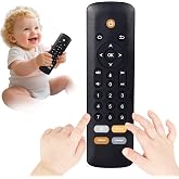 KOESMG Baby TV Remote Control Toy con Morbida Copertura in Silicone Teether, Gioco Realistico Musicale Remote Toy con Luce e Suono, 3-Language Toy per 6M + Ragazzi e Ragazze (Giraffa