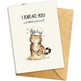 Podagree I Knead You A Birthday Biscuit Cat Card, Funny Cat Pun Card | 8x5.3 Inch Birthday Card for Cat Lovers, Cute Cat Baking Greeting with Funny Pun Message and Happy Birthday Gift