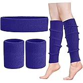 Leg Warmers for Women 80s Headband Wristbands Neon Leg Warmers Set for Sport Yoga - 80s Workout Clothes 90s Outfit for Women
