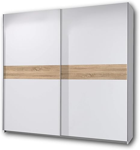 Puls Eleganter Kleiderschrank Mit Viel Stauraum Vielseitiger Schwebeturenschrank In Weiss Bauchbinde Sonoma Eiche 215 X 210 X 58 Cm B H T Amazon De Kuche Haushalt