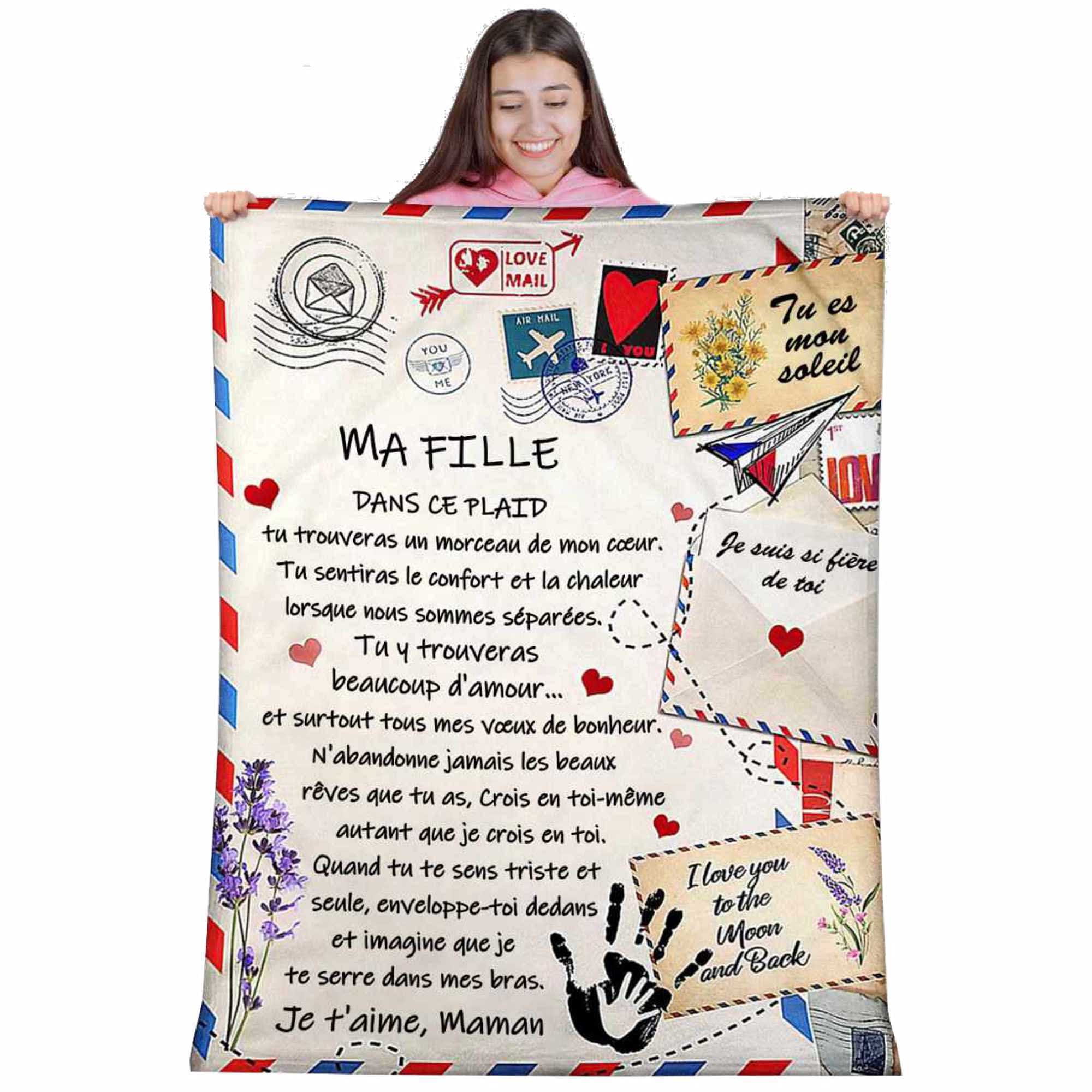 Zinello Design Personalised Soft Throw Blanket for Daughter from Mum Original Gift Useful for Birthday, Christmas, Mother's Day, Wedding Blanket for Home Decoration on Sofa