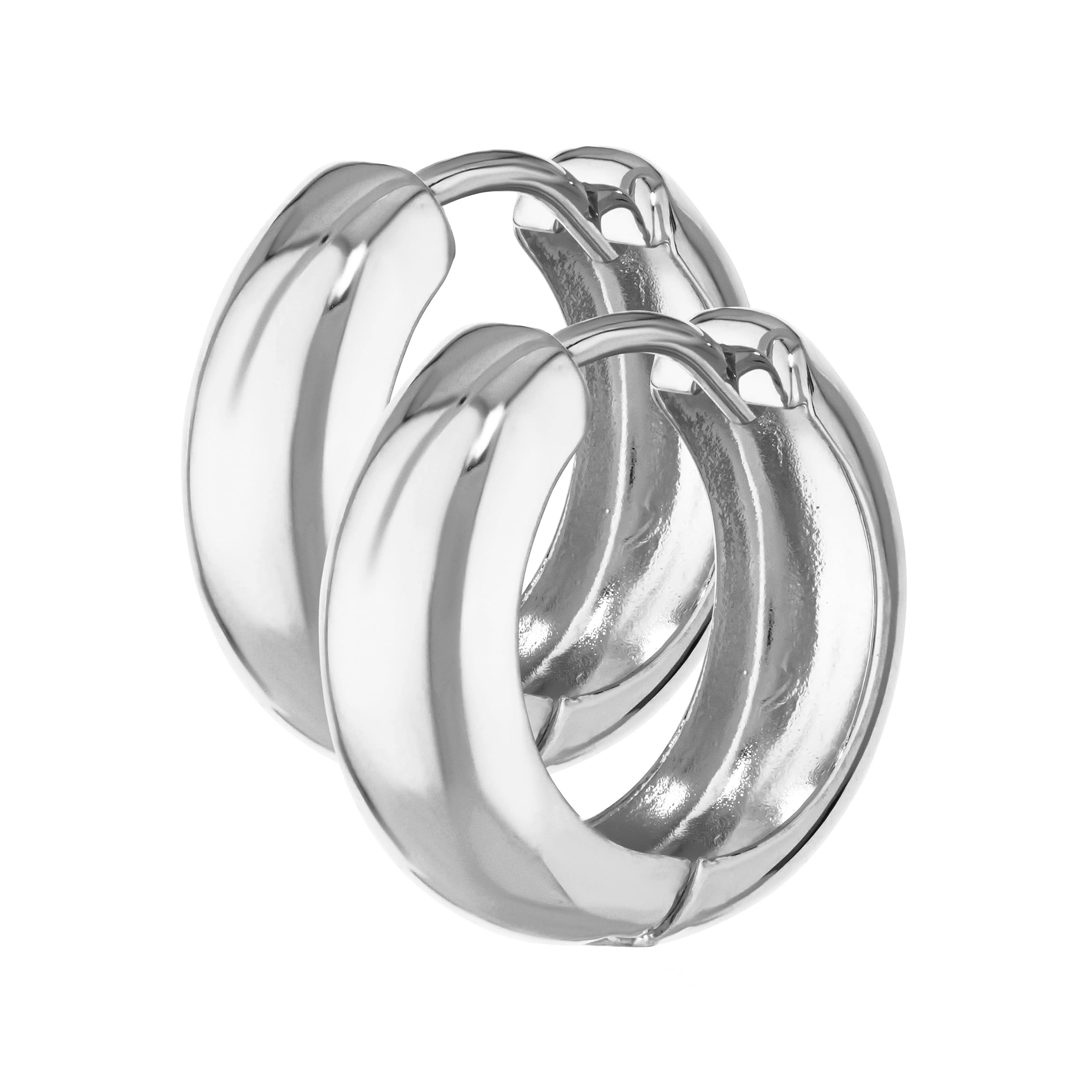 NKlaus pair gold white gold hinged earrings 15 x 5,1mm high polished round 4751