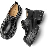 BEAU TODAY Platform Oxfords for Women, Oxford Shoes for Women, Chunky Leather Lace Up Oxfords,Casual Comfortable Breathable Non-Slip Dress Shoes for Work Business