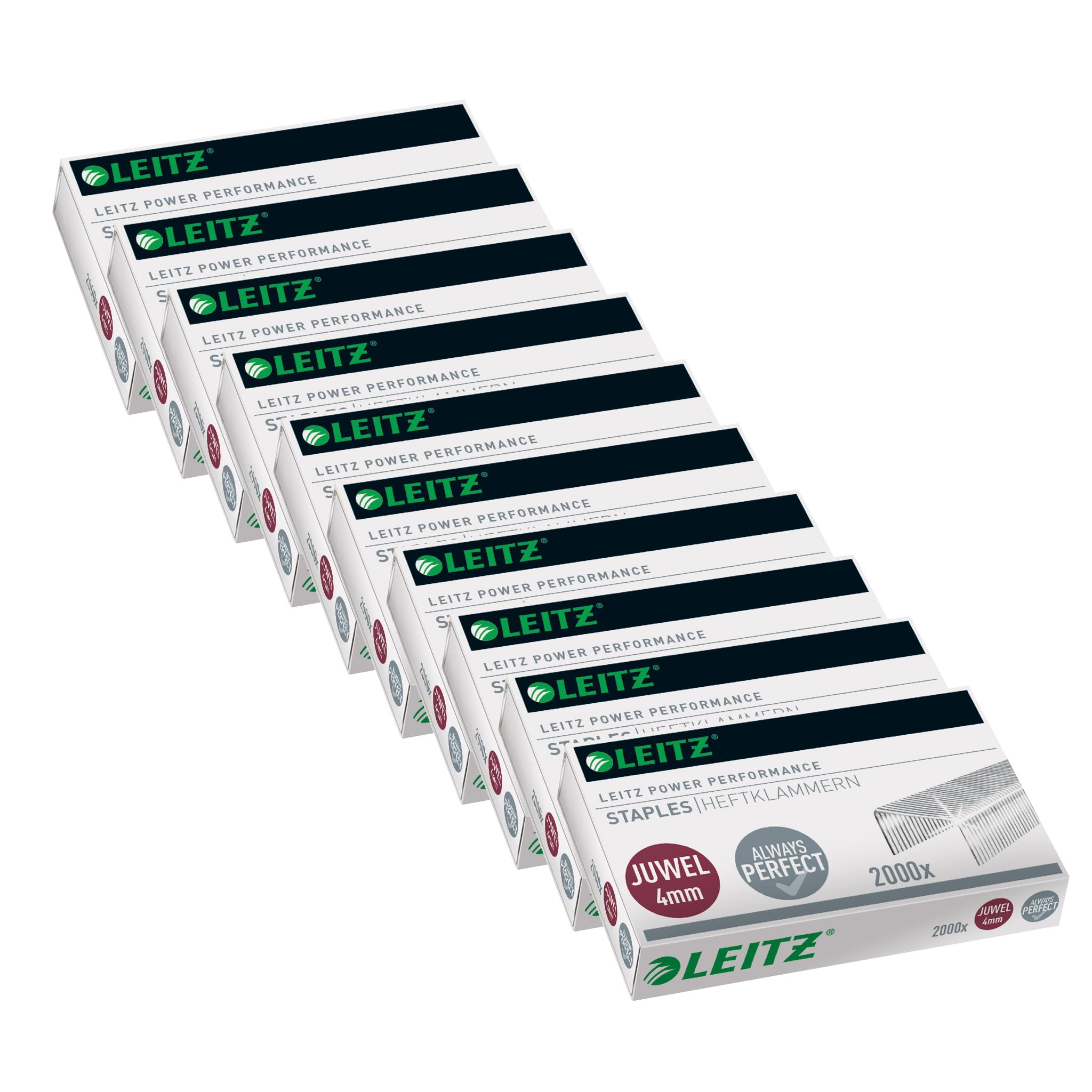 Leitz Juwel 56400000 Staples 4 mm Galvanised Pack of 10 x Box of 2000