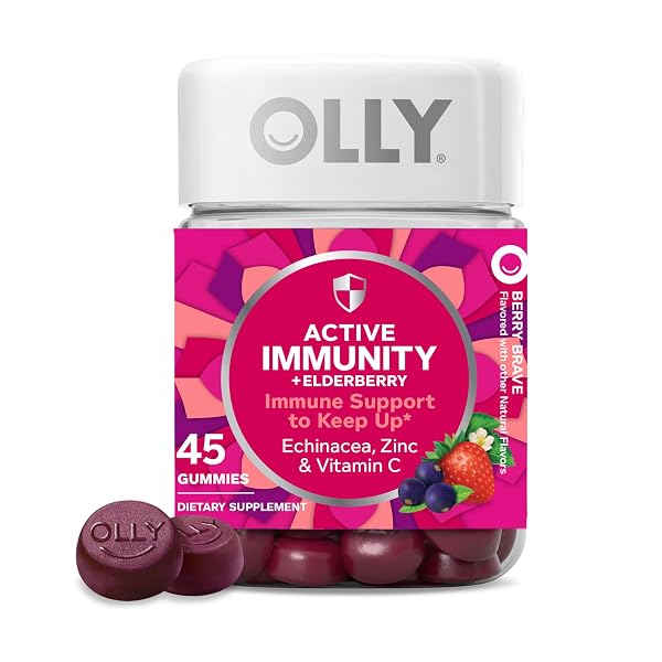 OLLY ACTIVE IMMUNITY GUMMY, IMMUNE SUPPORT SUPPLEMENT,* ELDERBERRY, ZINC, VITAMIN C, BERRY FLAVORED, 15 DAY SUPPLY – 45 COUNT