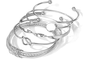 17IF Gold Silver Bangle Bracelet For Women 14k Plated Multi Layer Cuff Bracelets Set Trendy Boho Textured Indian Punk Chunky Cable Smooth Bangles Elegance Stack Minimalist Jewelry Gift