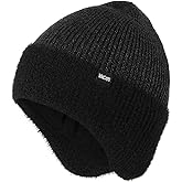 Wmcaps Winter Fleece Line Beanie with Earflap for Men Women, Outdoor Warm Thermal Knitted Hat Stocking Caps