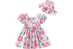 sweetabby Toddler Baby Girl Dresses Summer Clothes Boho Short Sleeve Dress Ruffle Infant Sundress Cute Girls Outfit