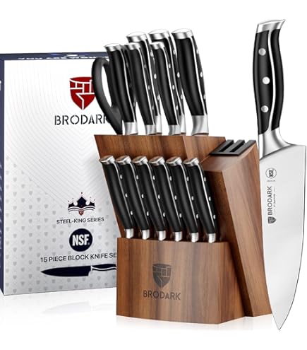 Amazon.com: WIZEKA 15-Piece knife set, High Carbon Stainless Steel