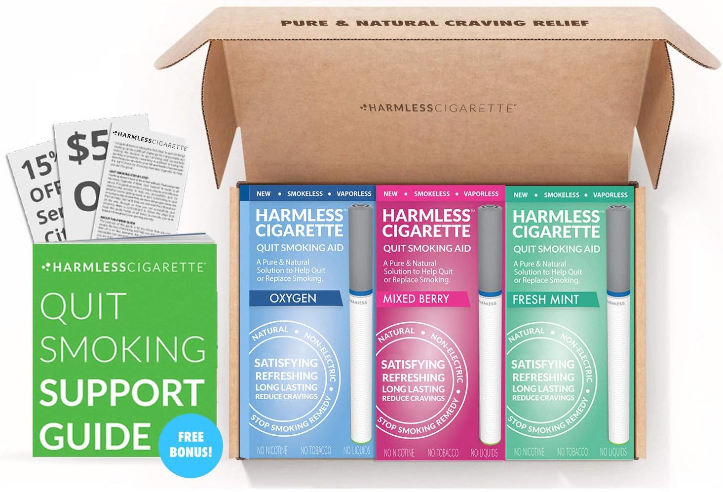 No.1 Safe & Natural Remedy to Quit Smoking and Stop Smoking Without Nicotine, Safe for All Smokers and Can be Used in Combination with NRT (Mixed Berry,Fresh Mint,Cool Menthol, 3 Pack)