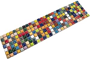 Hominter Colorful Ceramic Mosaic Mini Square Glossy Porcelain Tile for DIY Crafts, Backsplash in Kitchen or Bathroom, Wall Decor & Art Projects (3x12 Sample)